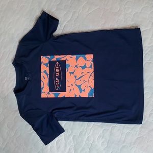 GAP Boy's Navy Blue and Tropical Orange Print Rashguard, Size Small